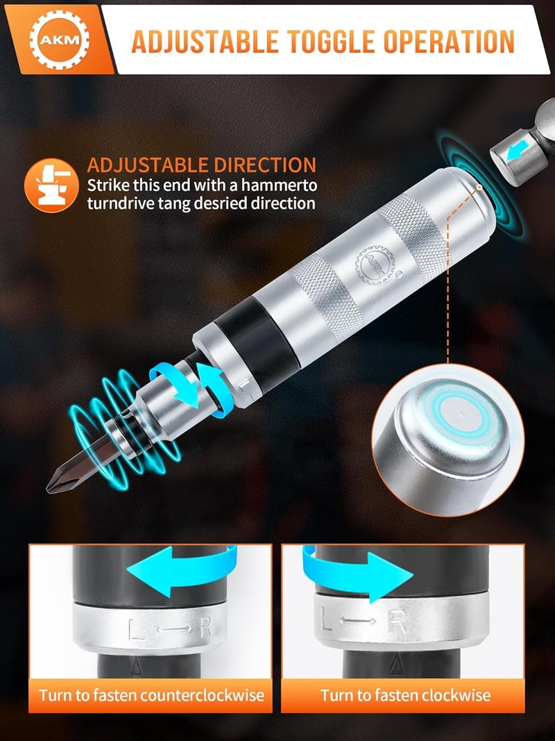 AKM 1/2" Hand Manual Reversible Impact Driver Set Extractor-12 PCS Impact Screwdriver S2 Steel Much More Durable Disengage Rusted Fasteners or Frozen Bolts - Image 5